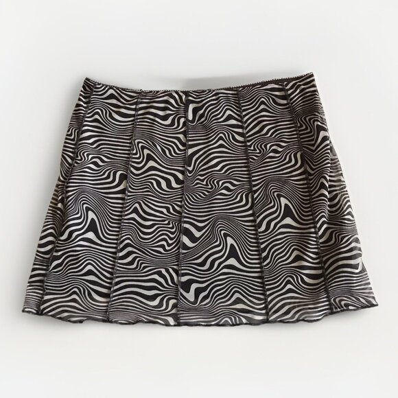 DIVIDED Brown Zebra Swirl Print Mesh Skirt Size Large - Picture 5 of 9
